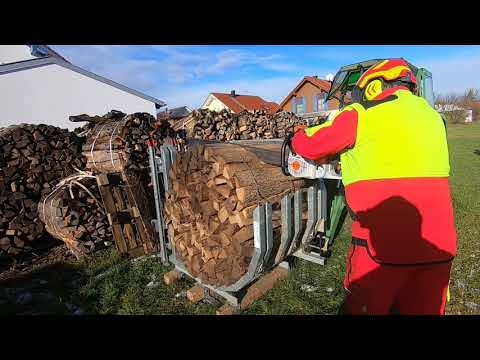Brennholz machen mit, Fendt, Stihl 661, Bündelgerät, Atv, Quad, Mega Kettensäge 1,5 Meter Schwert