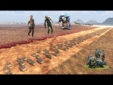 5,000,000 ZOMBIES ATTACK WW2 DEFENSE LINE - Epic Battle Simulator 2 - UEBS 2