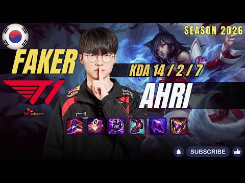 T1 Faker AHRI vs ZOE Mid - Patch 26.5 KR Ranked | lolrec