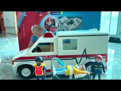รีวิวแกะกล่องของเล่นเด็กเพลย์โมบิล รถพยาบาล มีไฟ มีเสียง Playmobil 5681 Rescue Ambulance Toy Figure
