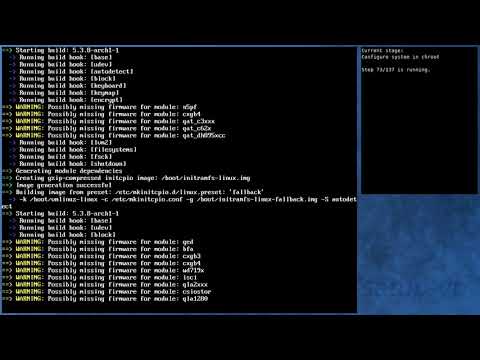 Arch Linux installation recording to kernel 5.3.8-arch1-1 (core)