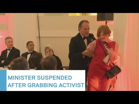 Tory MP Mark Field suspended as minister after grabbing female Greenpeace activist | 5 News Video