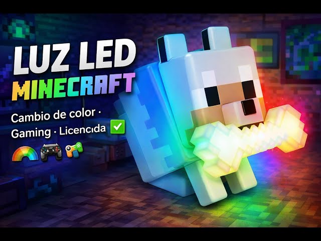 Vídeo relacionado con Paladone - GloBuddies Lámpara LED de noche con luz que cambia de color en 3D de Wolf con licencia oficial de Minecraft, toca para cambiar de color, merchandising de gaming, funciona con pilas