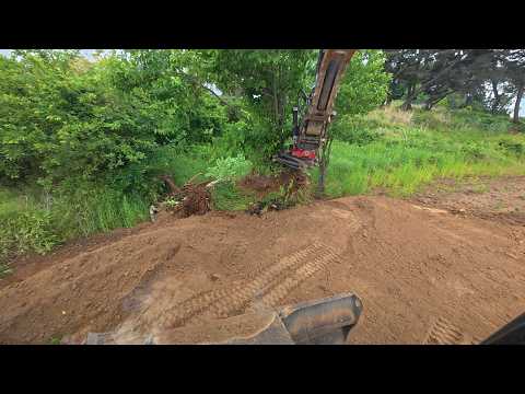 Leveling ground with soil after the rain