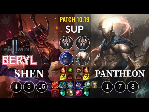 DWG BeryL Shen vs Pantheon Sup - KR Patch 10.19