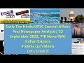 Daily The Hindu UPSC Current Affairs And Newspaper Analysis 23 September 2022 PIB Indian Express