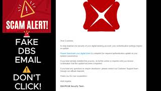 FAKE DBS Email Scam Alert Warning 🚨 Reactivate Your Digital Token Phishing Email