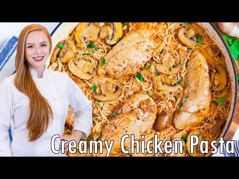 Easy, CREAMY Mushroom Chicken Pasta - My Favorite Chicken Pasta!