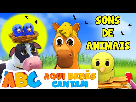 APRENDA OS SONS DOS ANIMAIS! | Vídeos do jardim de infância | Aqui Bebês Cantam
