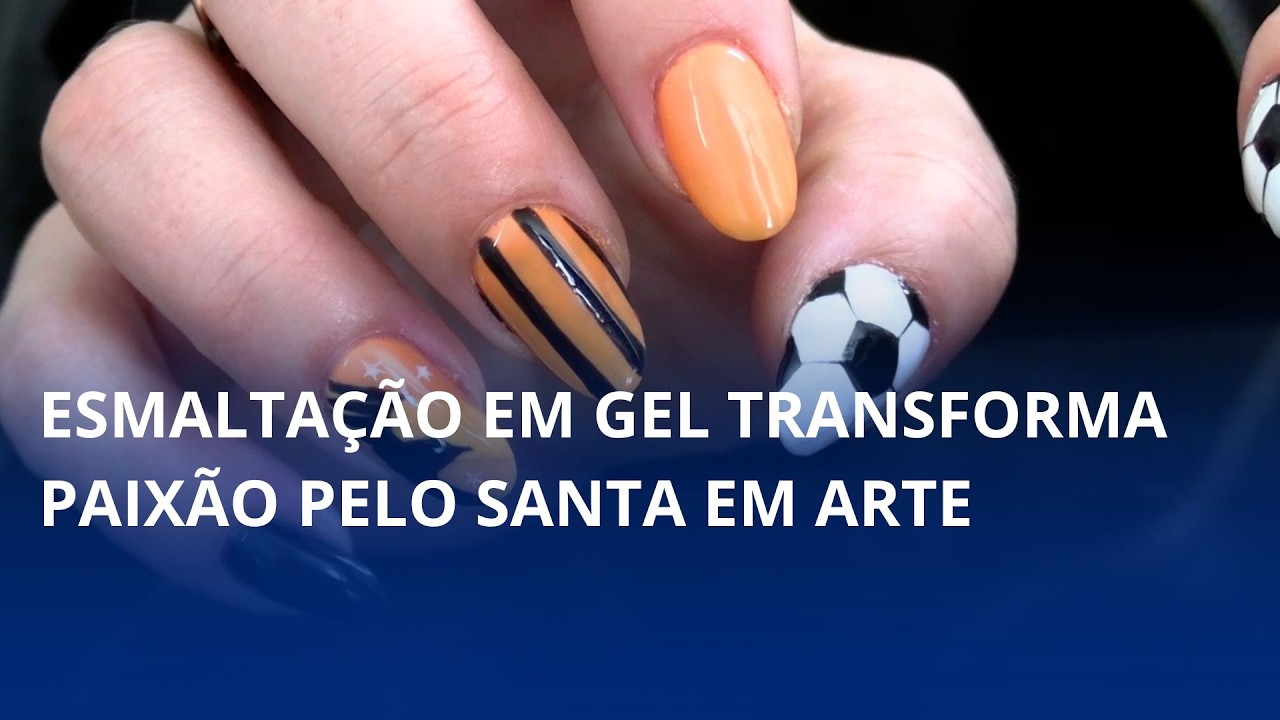 Esmaltação em gel transforma paixão pelo Santa em arte