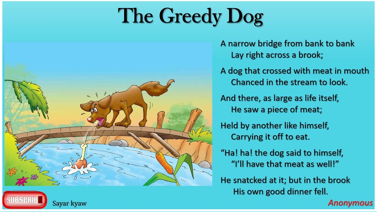 Grade 7 English The Greedy Dog (Poem-2)