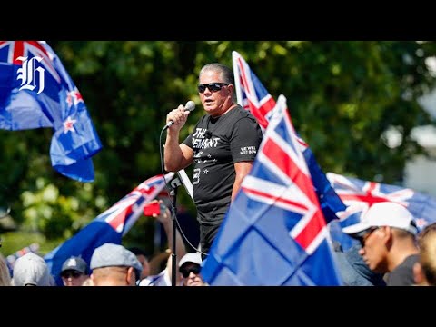 Brian Tamaki leads 'True Patriots of NZ' protest in Victoria Park