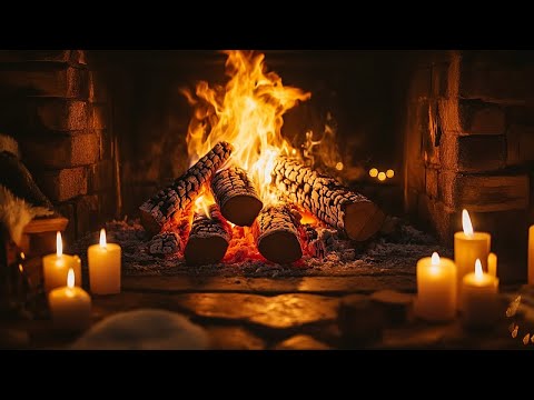 Fireplace for Meditation and Work, Study, Atmosphere in the House ASMR 🔥☕📚