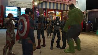 ヴィレッジヴァンガード本店前にアベンジャーズ大集合！