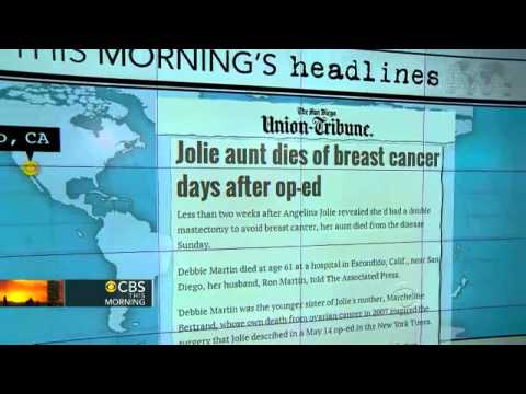 Headlines at 8:30: Angelina Jolie's aunt dies from breast cancer