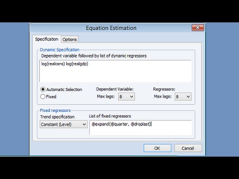 ARDL Estimation in EViews
