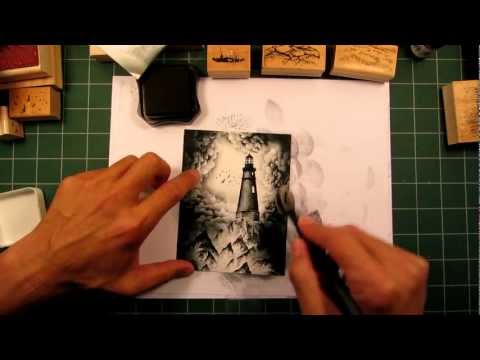 Stampscapes 101: Video 8.  Monochromatic Lighthouse