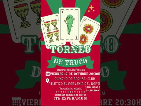 Viernes 17/10/25. 20:30 hs. San Jerónimo Sud, Prov. de Santa Fe. #locosxeltruco #truco