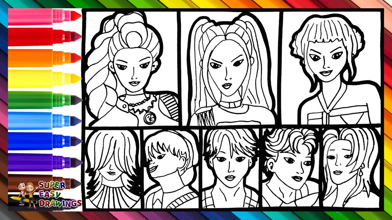 Draw and Color the Characters from K Pop Demon Hunters: Huntrix and the Saja Boys 👩‍🎤🎤✨😈👹🗡️🧑‍�