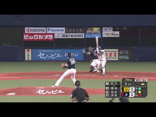 【5回裏】完璧な送球!! これぞ甲斐キャノン!! ホークス・甲斐拓也が盗塁阻止!!  2024年9月16日 オリックス・バファローズ 対 福岡ソフトバンクホークス