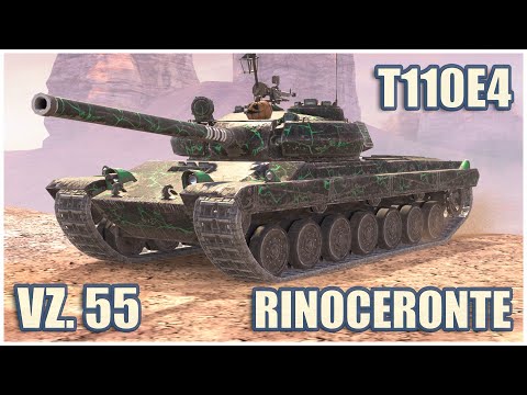 T110E4, Vz. 55 & Rinoceronte • WoT Blitz Gameplay