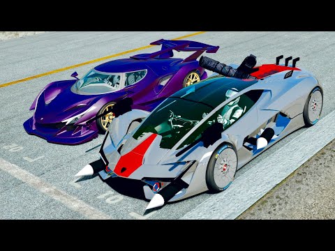 Black Widow Marvel Lamborghini Terzo Millennio vs Apollo Intensa Emozione at Laguna Seca