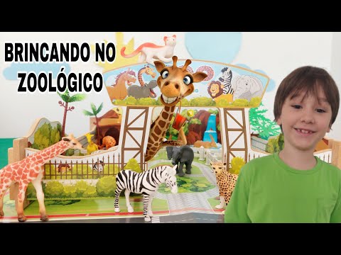 Fazendinha do Felipe - Brincando com animais do zoológico girafa, elefante, zebra | Toy Zoo giraffe