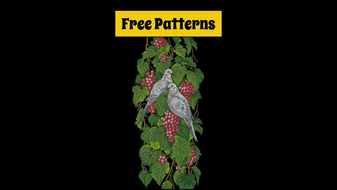 Grapes and birds/ Large Cross Stitch Patterns Free PDF/ #shorts