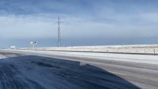 I-80 Wyoming Winter – Snow Drifting Across the Road