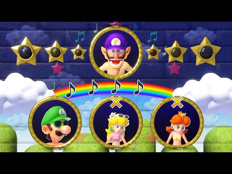 Mario Party Superstars Minigames: Waluigi vs Luigi vs Peach vs Daisy