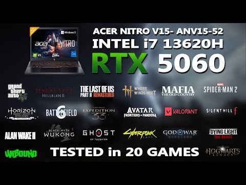 NEW ACER NITRO V15- INTEL i7 13620H + RTX 5060 Gaming Benchmark Test | Tested in 20 Games |