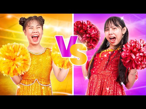 One Colored Dance Challenge! Red Vs Yellow Girl At Dance Contest - Funny Stories About Baby Doll
