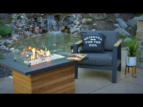 The Outdoor GreatRoom Company Darien 42-Inch Rectangular Gas Fire Pit Table with Aluminum Top Overview Video