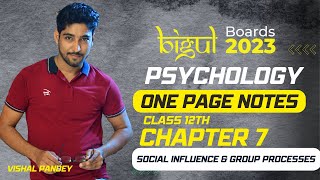 Class 12th Psychology Chapter 7 - Social Influence & Group Processes (One page Notes)