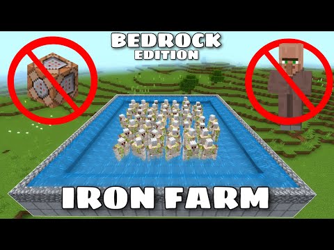 HOW TO MAKE IRON FARM WITHOUT VILLAGER IN MINECRAFT BEDROCK EDITION