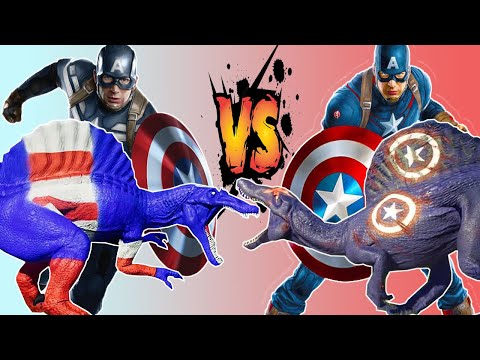Dinosaurs Battle Spinosaurus Captain America VS against himself, Jurassic World Evolution