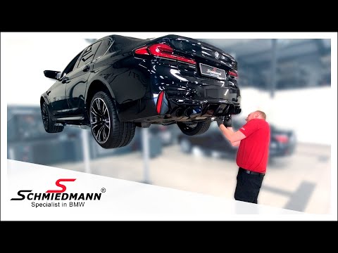 BMW M5 S63M F90 was fitted with M-performance front lip, diffuser, and steering wheel cover