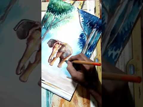 watercolor  painting of an elephant | MATEO CREATION