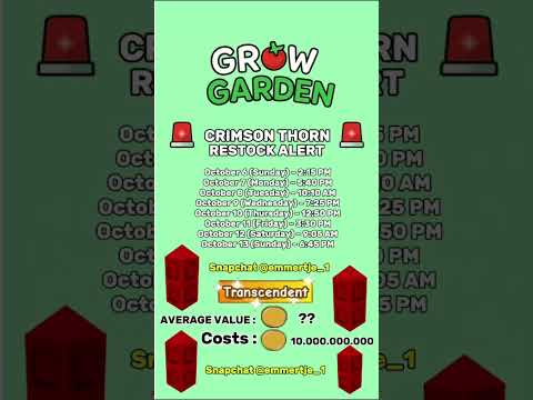 *BE FAST* CRIMSON THORN (6 Oct-13 Oct)#roblox #growagarden #crimson #roblox