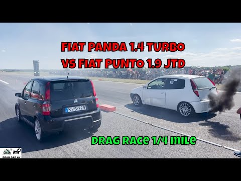 FIAT PANDA 1.4 TURBO vs FIAT PUNTO 1.9 JTD drag race 1/4 mile 🚦🚗 - 4K UHD
