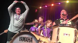 Aiden, Brooke, and Chloe on stage with Cowboy Mouth at the Kent Stage 15 Feb 19