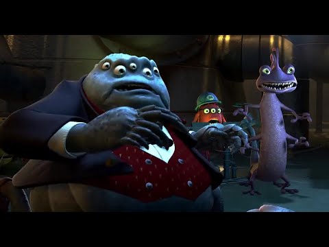 Sullivan saving Boo from the Scream Extractor (Monsters Inc 2001)