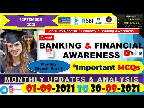 September 2021 Part 2 | Monthly Banking Current Affairs  English | Banks In News | Banking Awareness