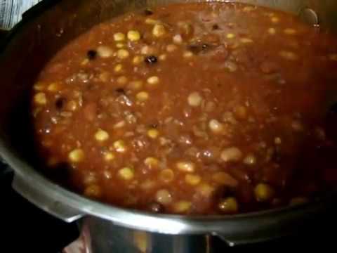 homemade chili, ground beef, black, northern & red...