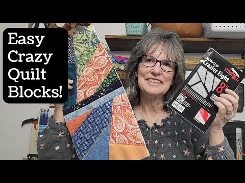 Easy Crazy Quilt Blocks from Scrap Fabric Creative Grids Crazier Eight Template Demo & Tutorial!