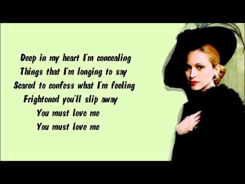 Madonna - You Must Love Me Karaoke / Instrumental with lyrics on screen