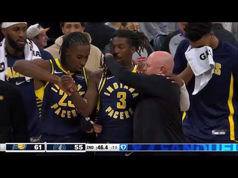 Delon Wright falls to the floor after a steal and starts bleeding from his head vs Timberwolves 