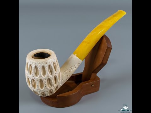 Handmade Andreas Bauer Block Meerschaum Bent Amber Stem