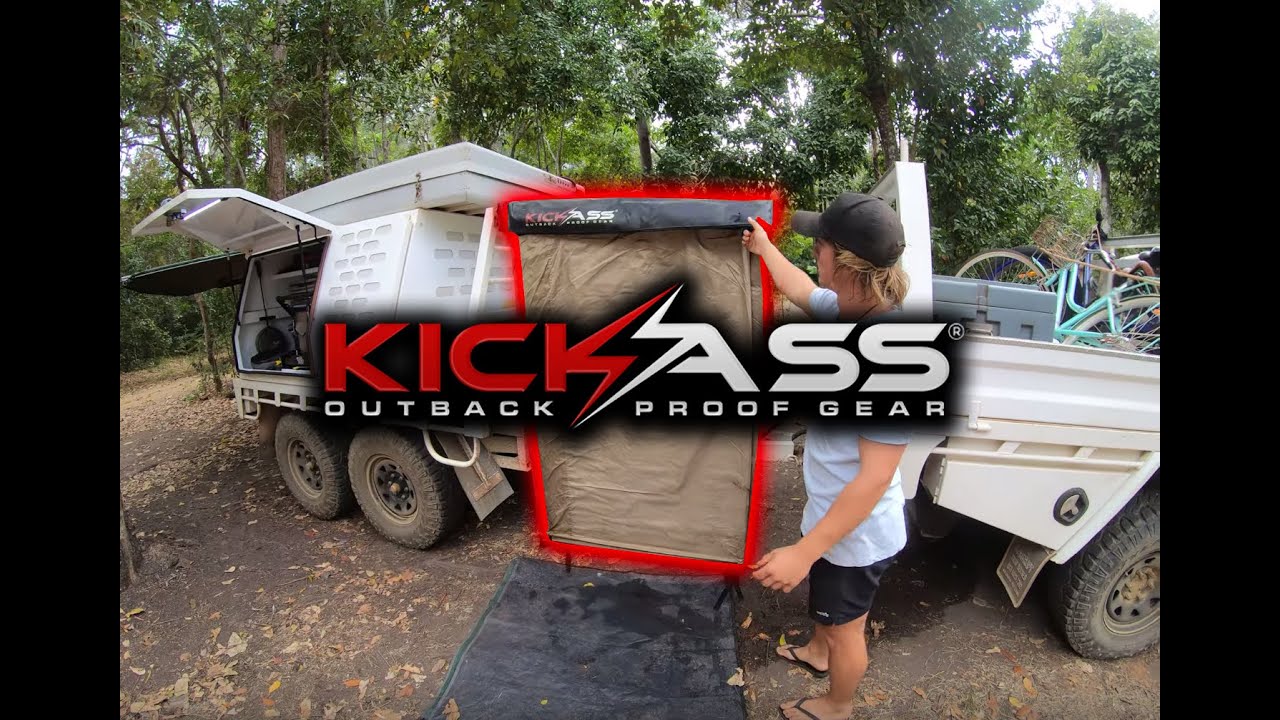 Watch customer video of KickAss Shower Tent & Shower Base Bundle