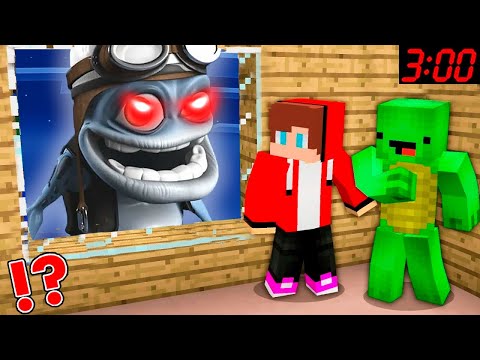 JJ and Mikey HIDE From CRAZY FROG.EXE At Night in Minecraft Challenge Maizen